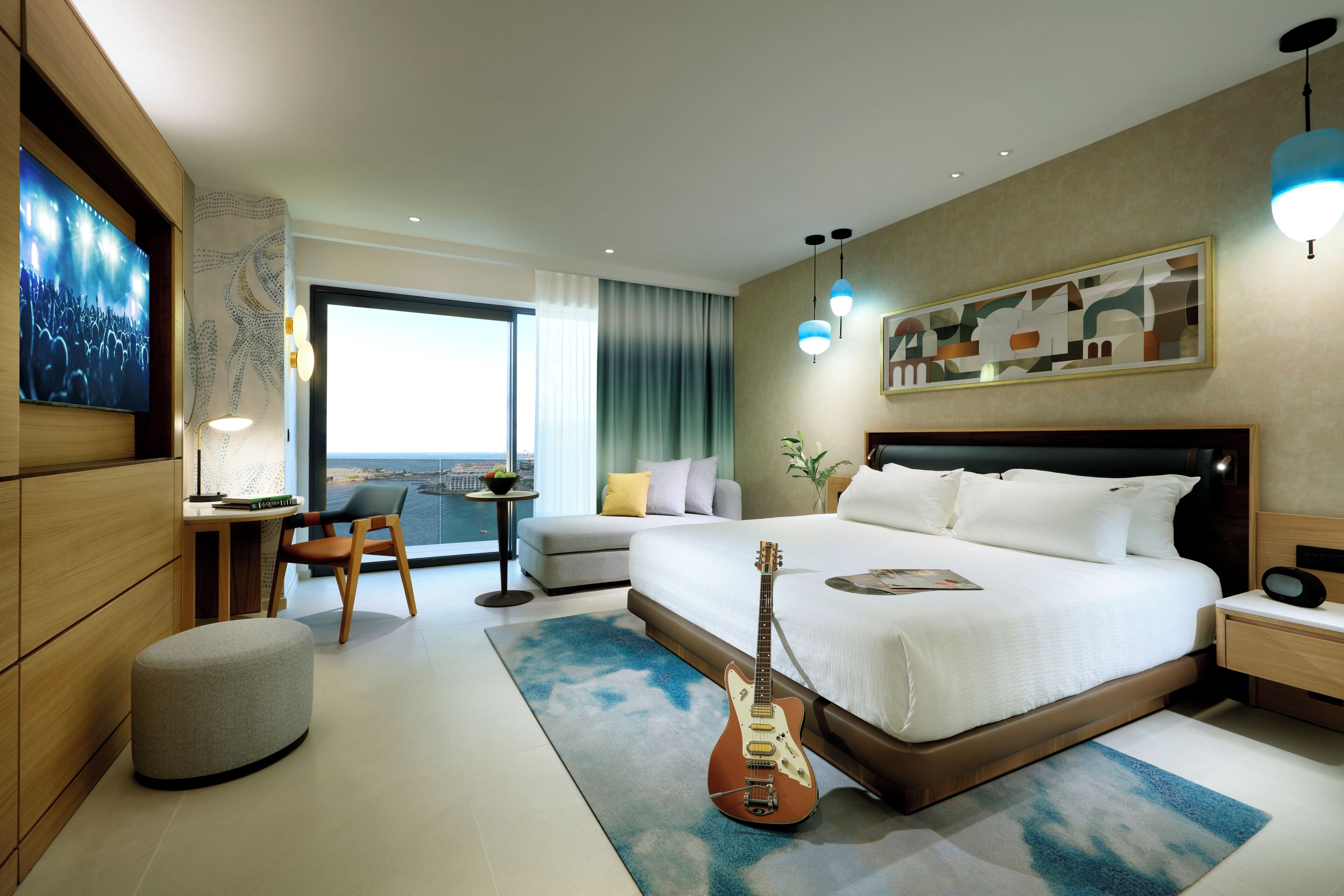 Egyptian cotton sheets, premium bedding, memory-foam beds, minibar