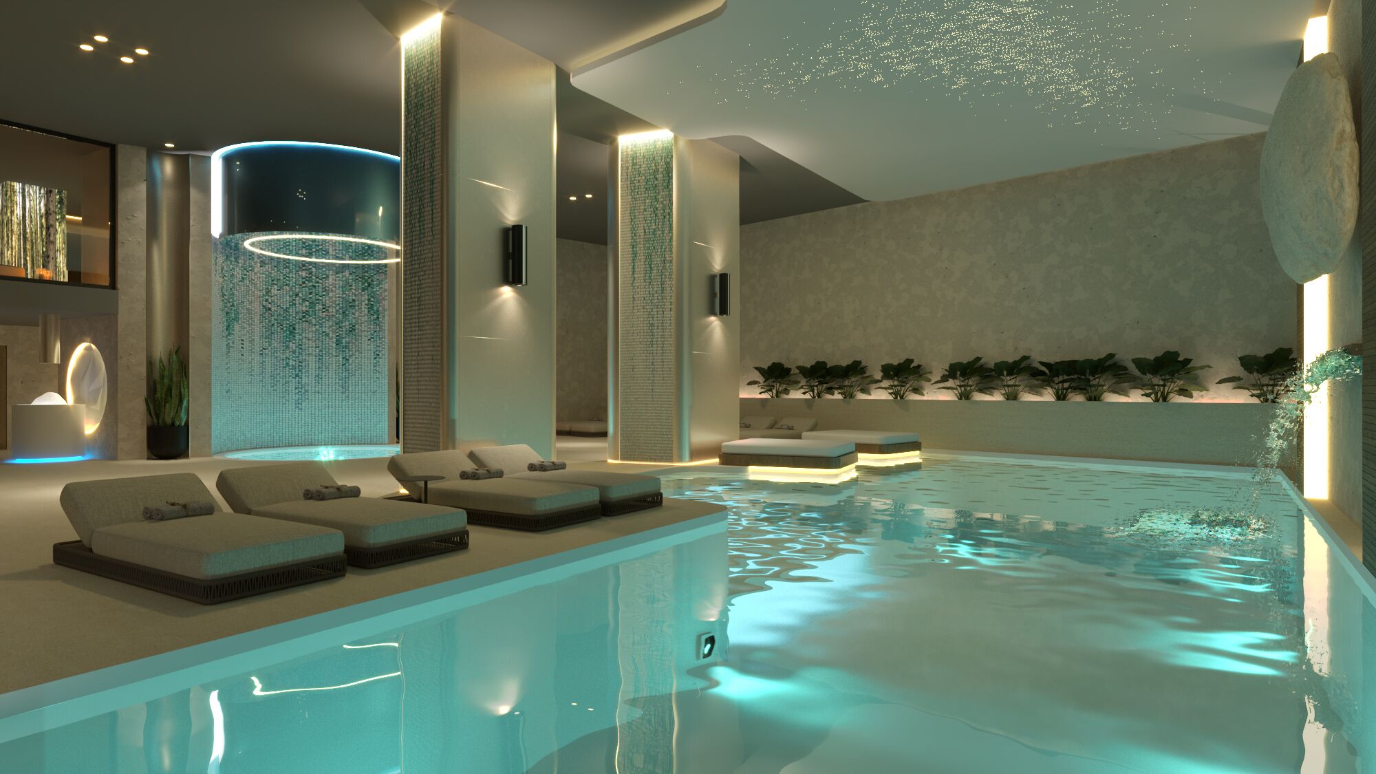 Behandlungsräume für Paare, Sauna, Whirlpool, Dampfbad