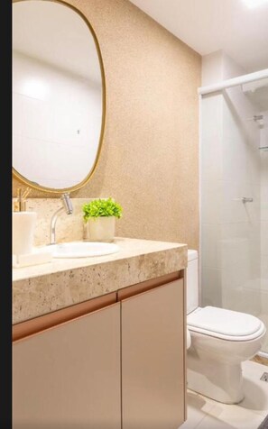 Classic Double Room, Patio, Beach View | Bathroom | Shower, free toiletries, hair dryer, towels