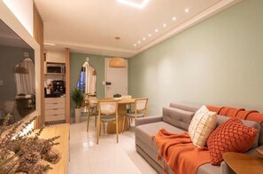 Classic Double Room, Patio, Beach View | Living area