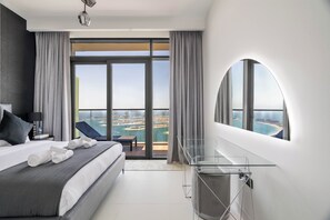 Desk, iron/ironing board, Internet, bed sheets - Luxury Penthouse Retreat - Private Beach, Breathtaking Palm and Marina Views (Dubai Marina)