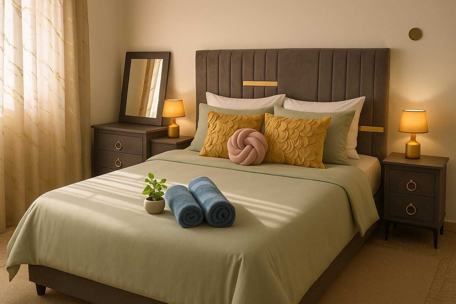 Tabla de planchar con plancha, wifi y ropa de cama 