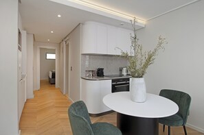 Fridge, microwave, oven, stovetop - Dolce Vita | Designer Sea Point Apartment (Cape Town)