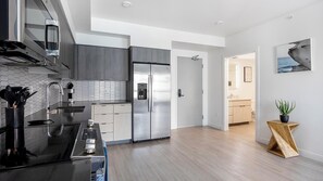 Fridge, dining tables - Landing | Spectacular 1BD, Yoga Studio, Courtyard (Tempe)