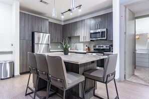 Fridge, dining tables - Landing | Chic 2BD, Clubhouse (Arlington)