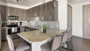 Fridge, dining tables - Landing | Modern 2BD, Clubhouse (Arlington)
