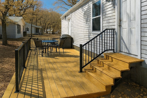 Nice deck with patio furniture to enjoy your stay