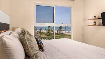 Villa, vistas al mar | Ropa de cama de alta calidad y edredones de plumas