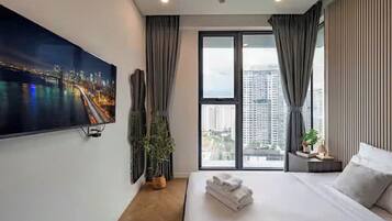 總統套房, 2 間臥室, 可使用俱樂部酒廊, 城市景 | 埃及棉床單、高級寢具、羽絨被、Select Comfort 床墊