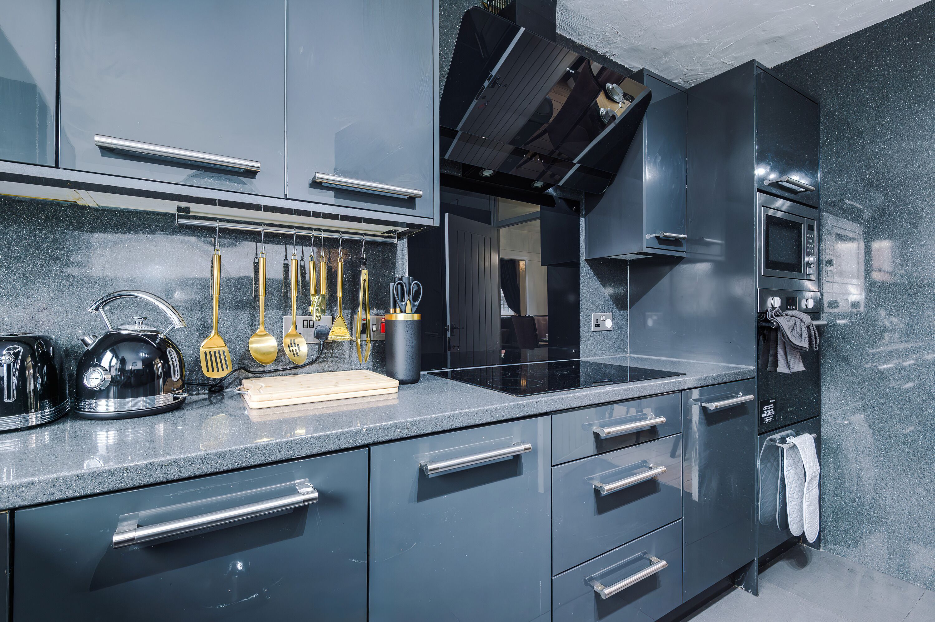 Fridge, microwave, oven, toaster