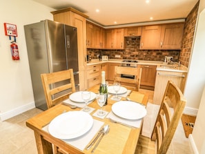 Fridge, microwave, dishwasher, cookware/dishes/utensils - The Coach House (Carnforth)