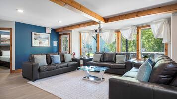 Smart TV, fireplace, video games, foosball