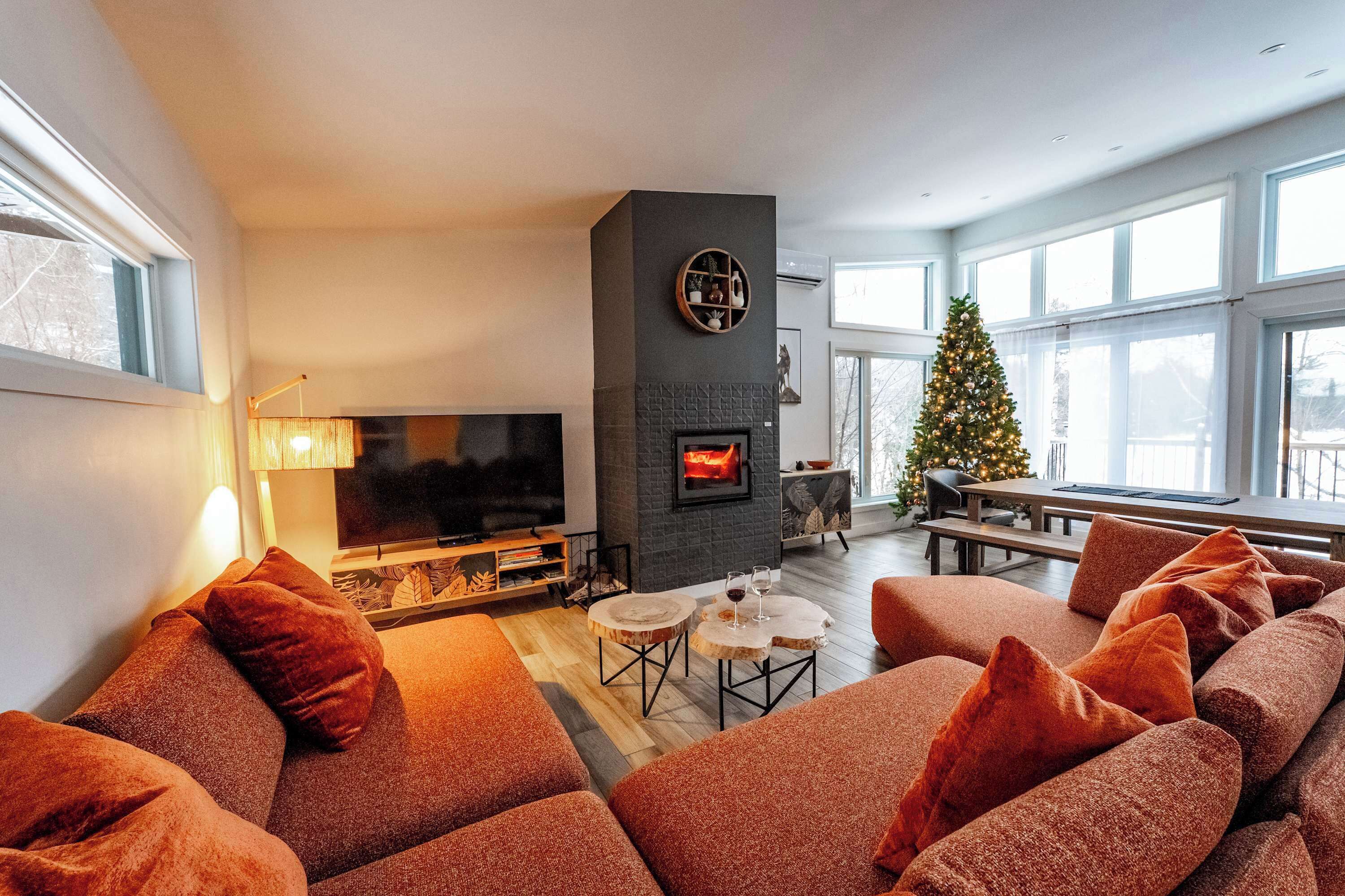 TV, fireplace, DVD player, stereo