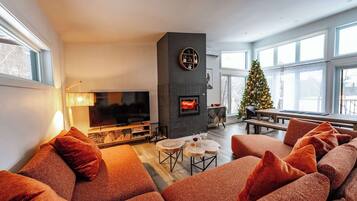 TV, fireplace, DVD player, stereo