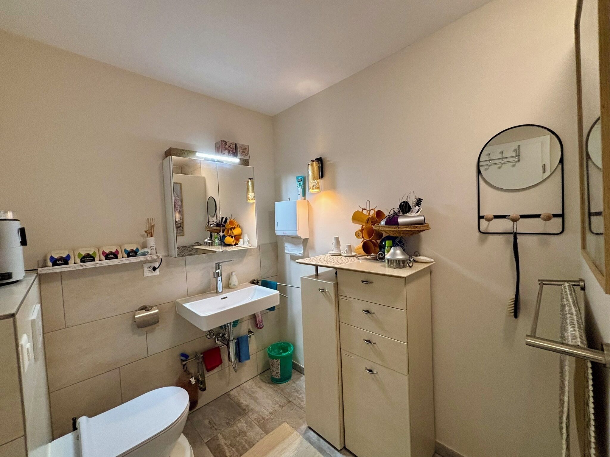 Eco-friendly toiletries, hair dryer, towels, soap