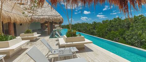 Outdoor pool, open 9:00 AM to 10:00 PM, sun loungers