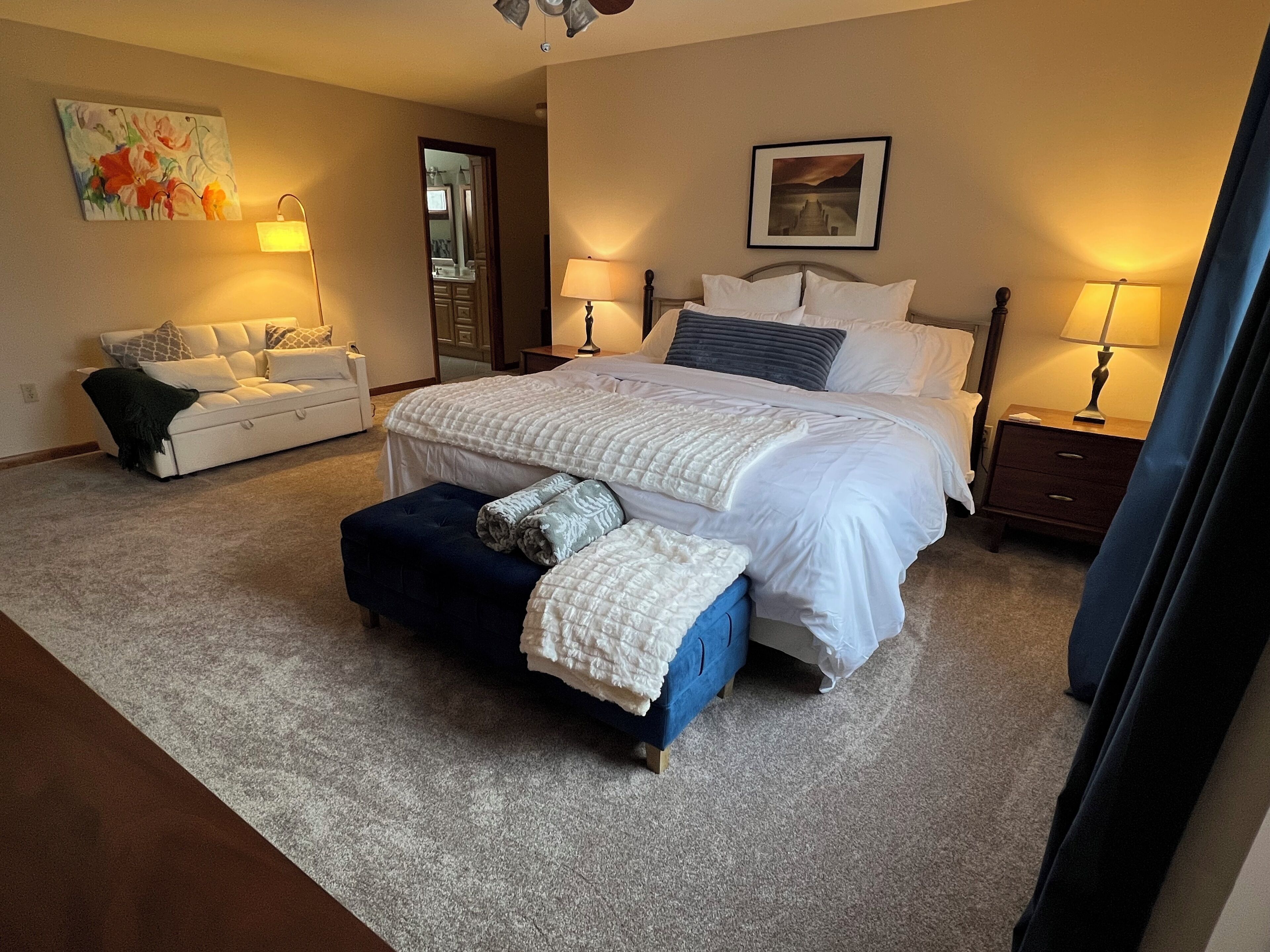 Desk, iron/ironing board, travel crib, free WiFi