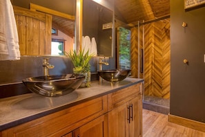Shower, hair dryer, towels, shampoo - Twilight Timber at Saluda Mountain Retreats! (Saluda)