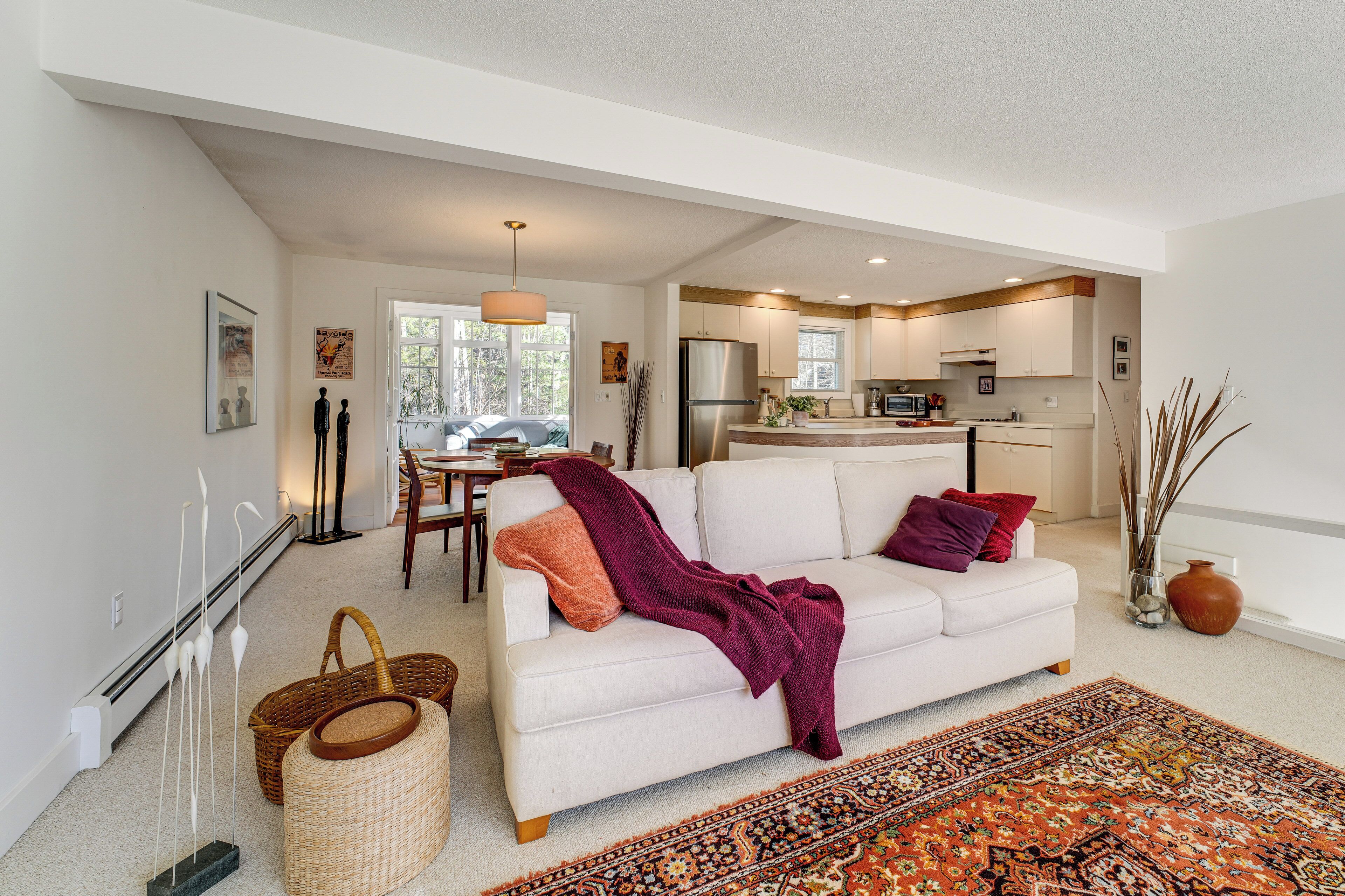 TV, fireplace, books