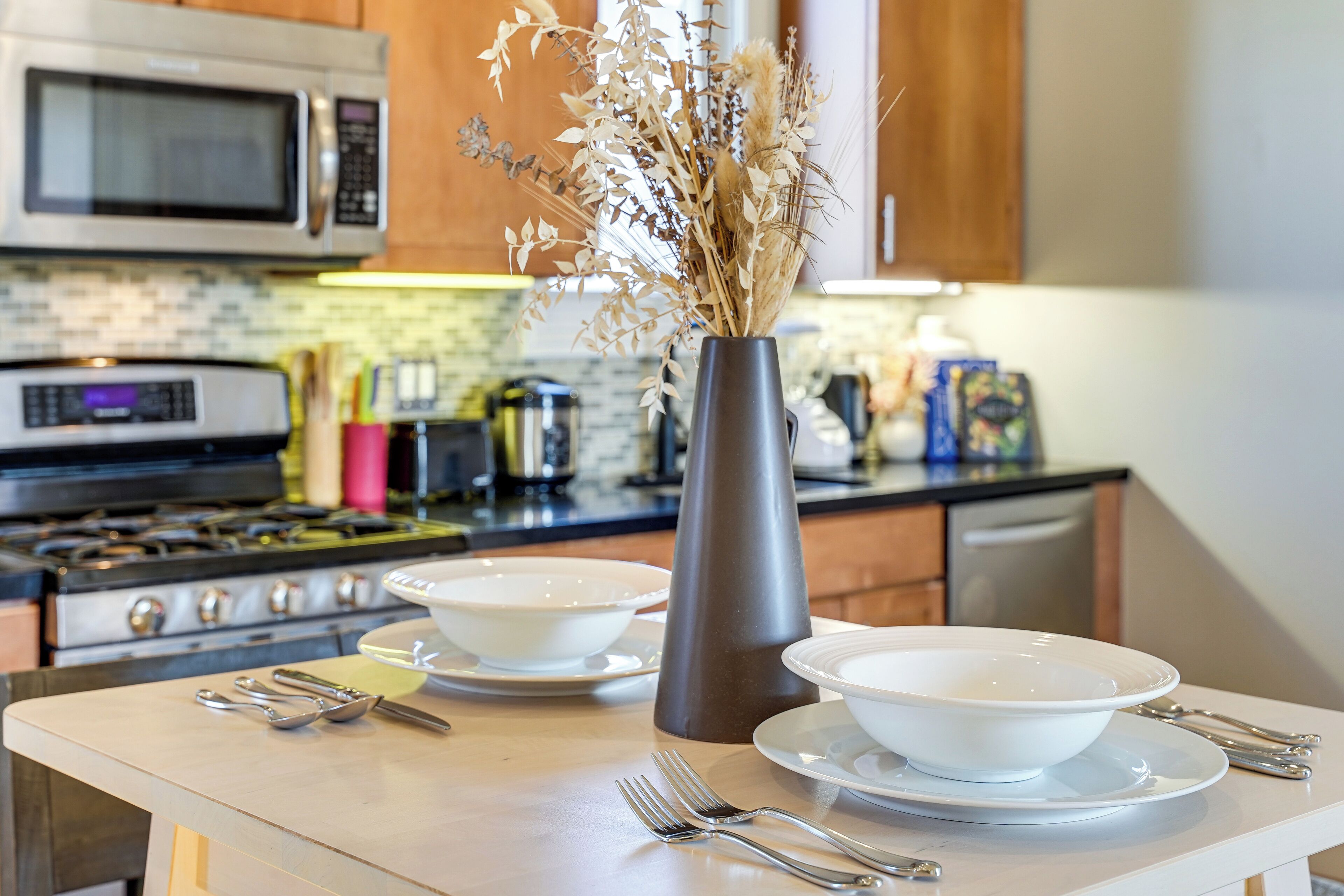 Fridge, microwave, stovetop, dishwasher