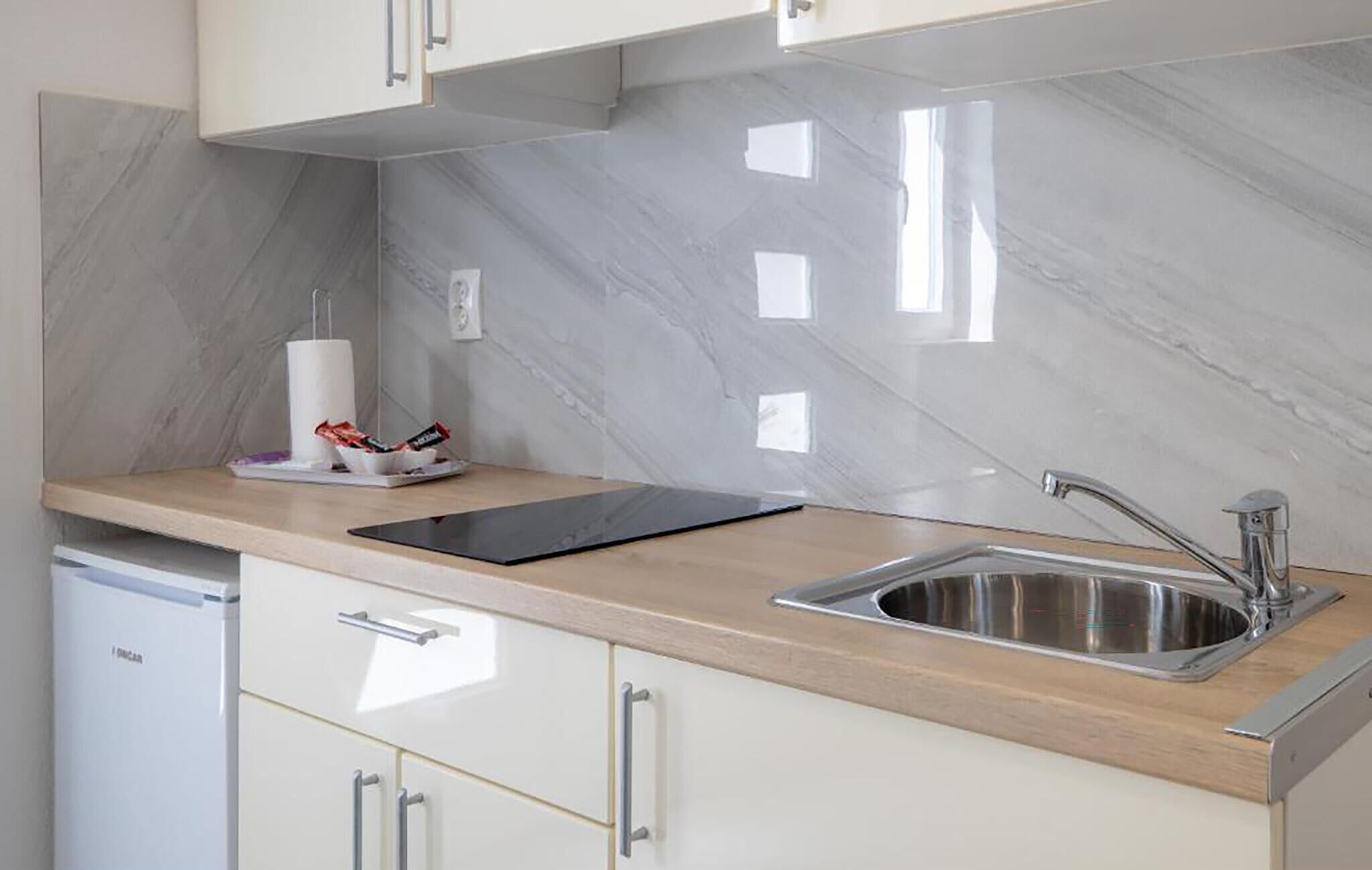 Kjøleskap, kokeplater og kaffetrakter/tekoker