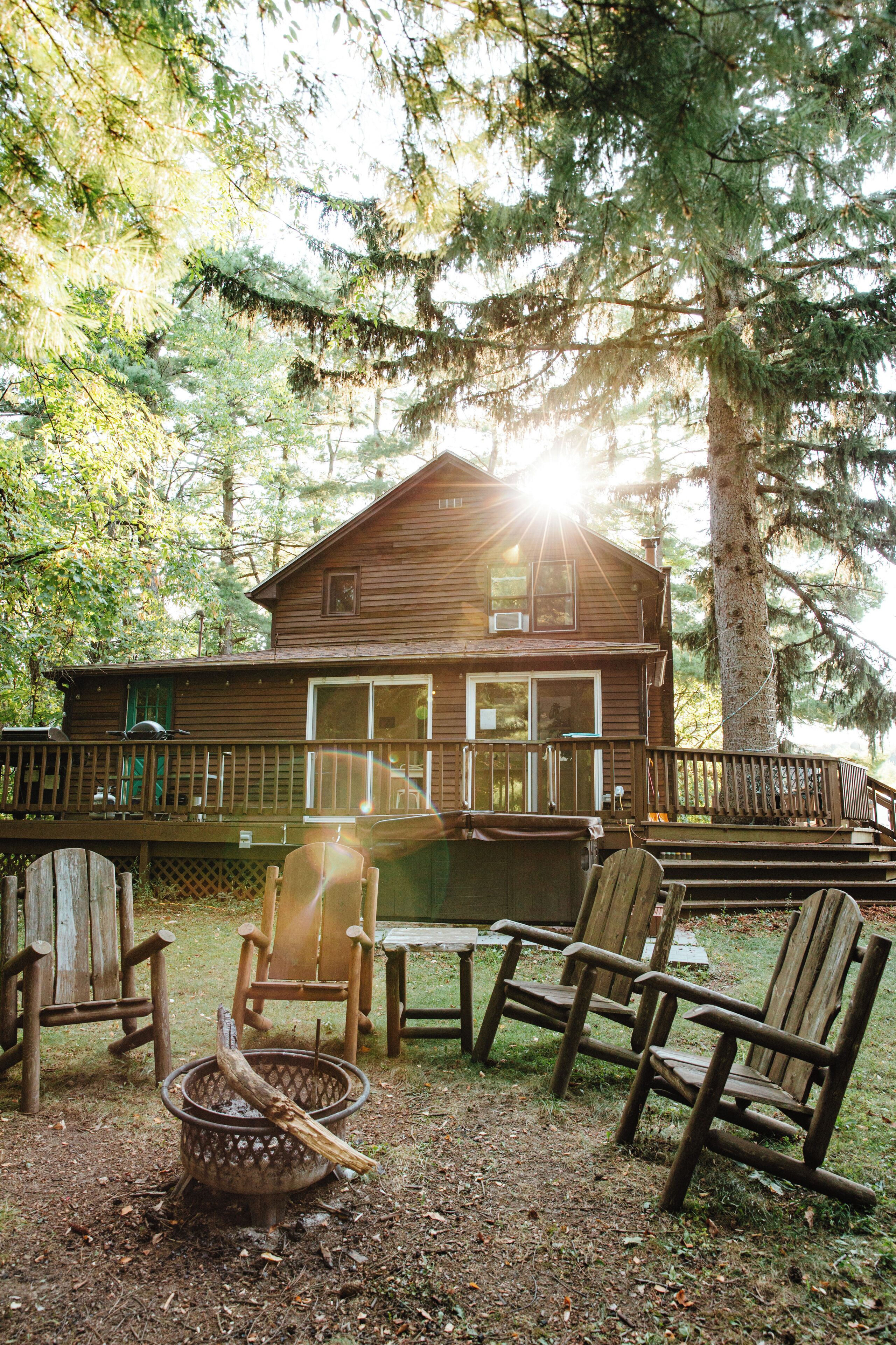 View from the fire pit of the back yard