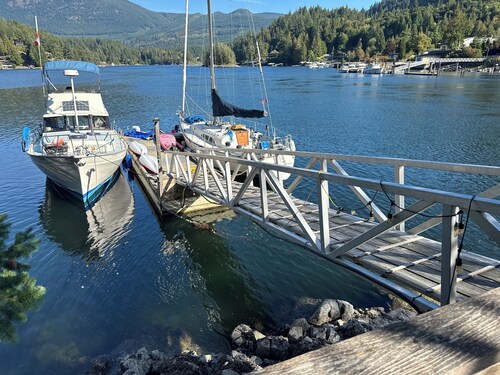 Oceanfront property in Pender Harbour with a dock, wrap around balcony with view
