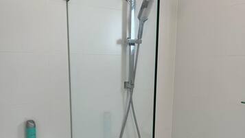 Hair dryer, soap, shampoo, toilet paper