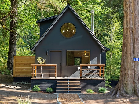 Exterior. Dwell Magazine Scandi Cabin with Outdoor Forest Tub, min to North Cascades Park