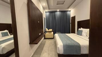 Desk, blackout curtains, iron/ironing board, free WiFi