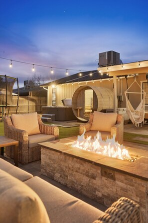 Terrace/patio - Private Spa Estate: Hot Tub, Sauna, Cold Plunge + Game Room | 3BR Sleeps 8 (Prescott Valley)