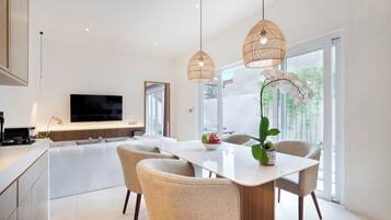 Villa, 3 Bedrooms, Private Pool, Pool View | Living area | 55-inch Smart TV with digital channels