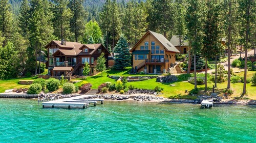 Flathead Lakefront Beauty | 5BR Retreat in Big Arm MT w/ Dock, Hot Tub, Fire Pit & Games! Sleeps 14