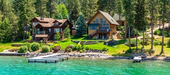 Flathead Lakefront Beauty | 5BR Retreat in Big Arm MT w/ Dock, Hot Tub, Fire Pit & Games! Sleeps 14