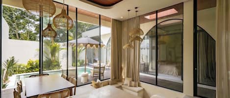 Villa, 3 chambres, vue piscine | Coin séjour