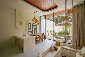 Villa, 3 Bedrooms, Pool View | Living area | 43-inch Smart TV with digital channels - Casa Coco Pererenan (Canggu)