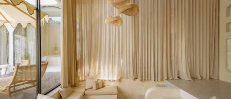 Villa, 3 Bedrooms, Pool View | Living area | 43-inch Smart TV with digital channels