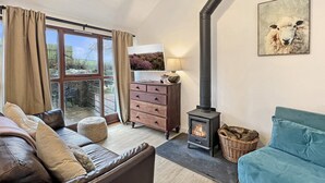 TV, fireplace - Daveys Barn, Brendon Hill on Exmoor (Nr Watchet)