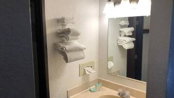 Towels, soap, shampoo, toilet paper