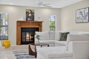 Smart TV, fireplace, video games