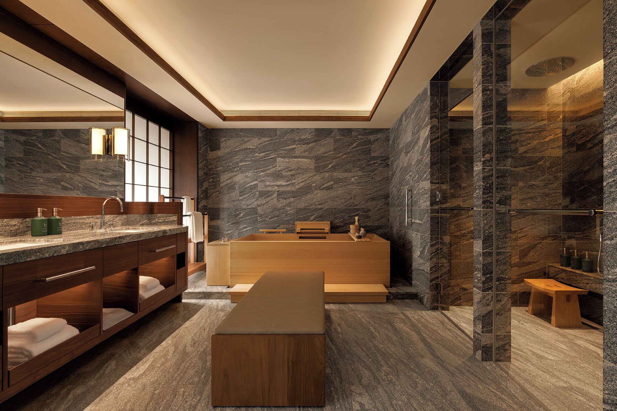 Suite (Gion) | Bathroom | Combined shower/bathtub, free toiletries, hair dryer, bathrobes