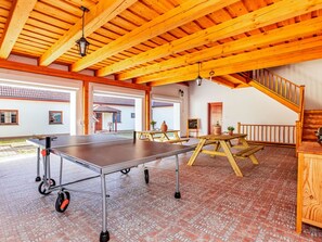 Outdoor dining - Wonderful private villa for 10 guests with WIFI, private pool, terrace and pets allowed (Lesní Chalupy)