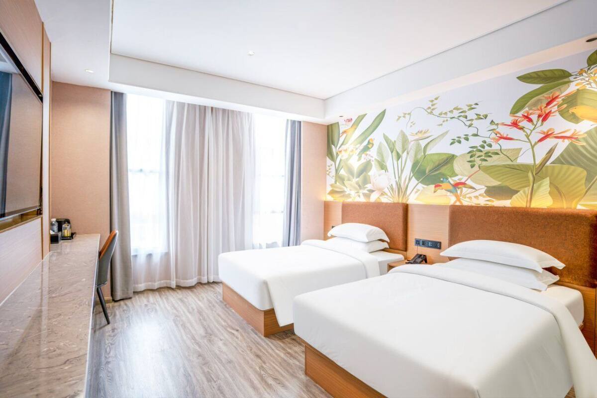 Standard Double or Twin Room, City View | Desk, laptop workspace, blackout drapes, iron/ironing board