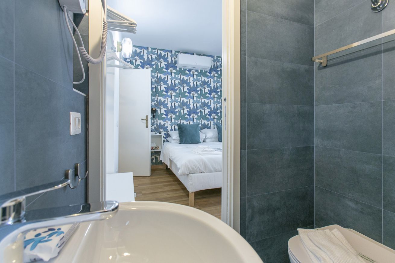 Shower, free toiletries, hair dryer, bidet