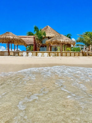On the beach, sun-loungers, beach towels - Beachfront 3 Bdrs with Private Pool & Beach, Chef, staff, Kayaks, Wi-Fi (Playa del Secreto)
