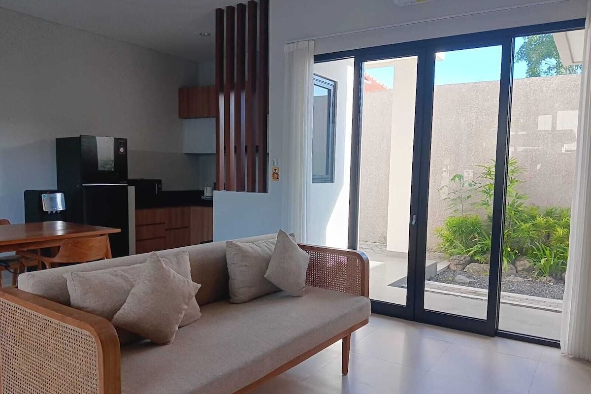 Family Villa, Garden View | Private kitchen | Fridge, microwave, stovetop, coffee/tea maker