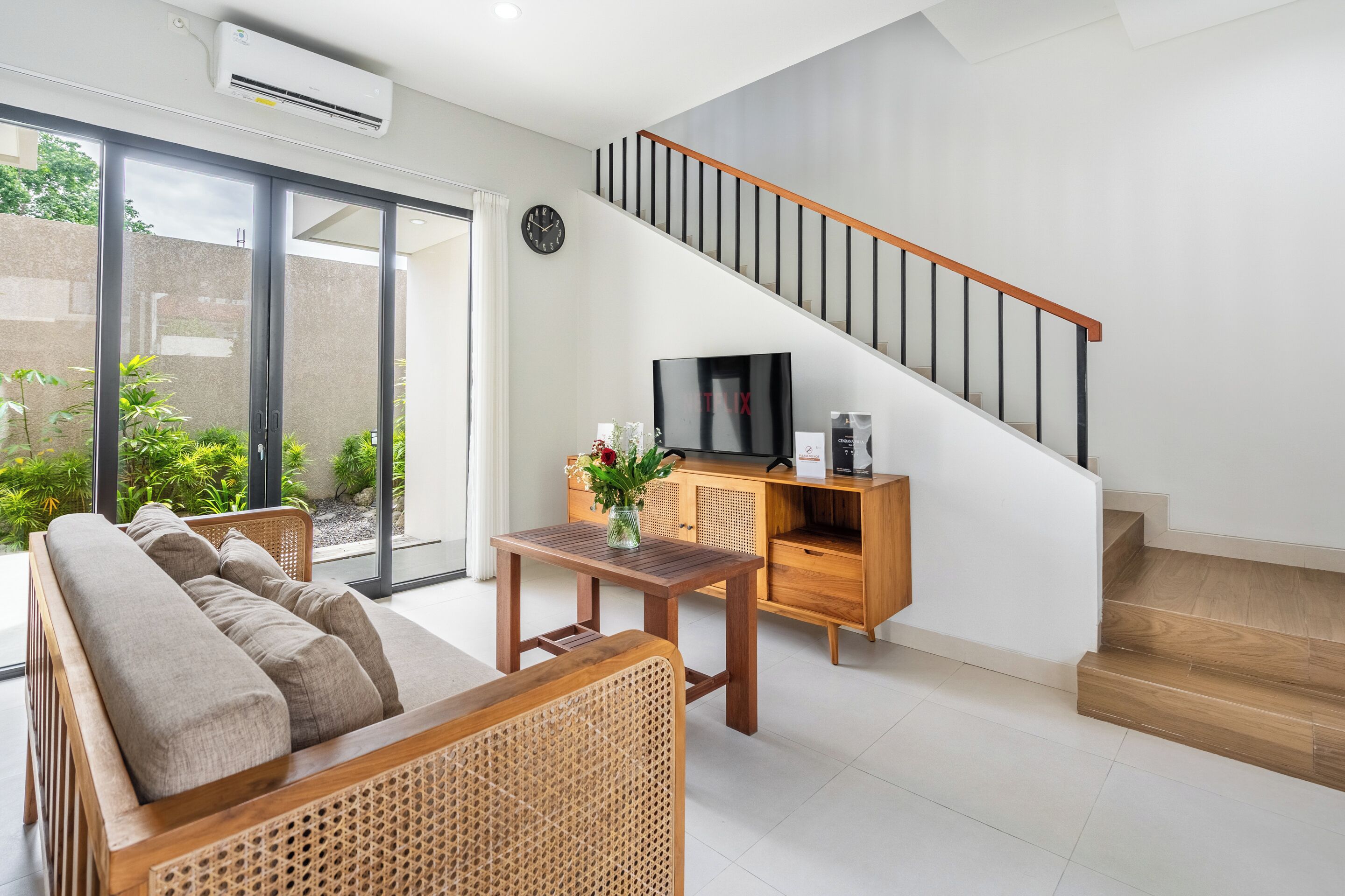 Family Villa, Garden View | Living area | 50-inch Smart TV with cable channels, Netflix, streaming services