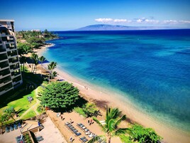 On the beach, white sand