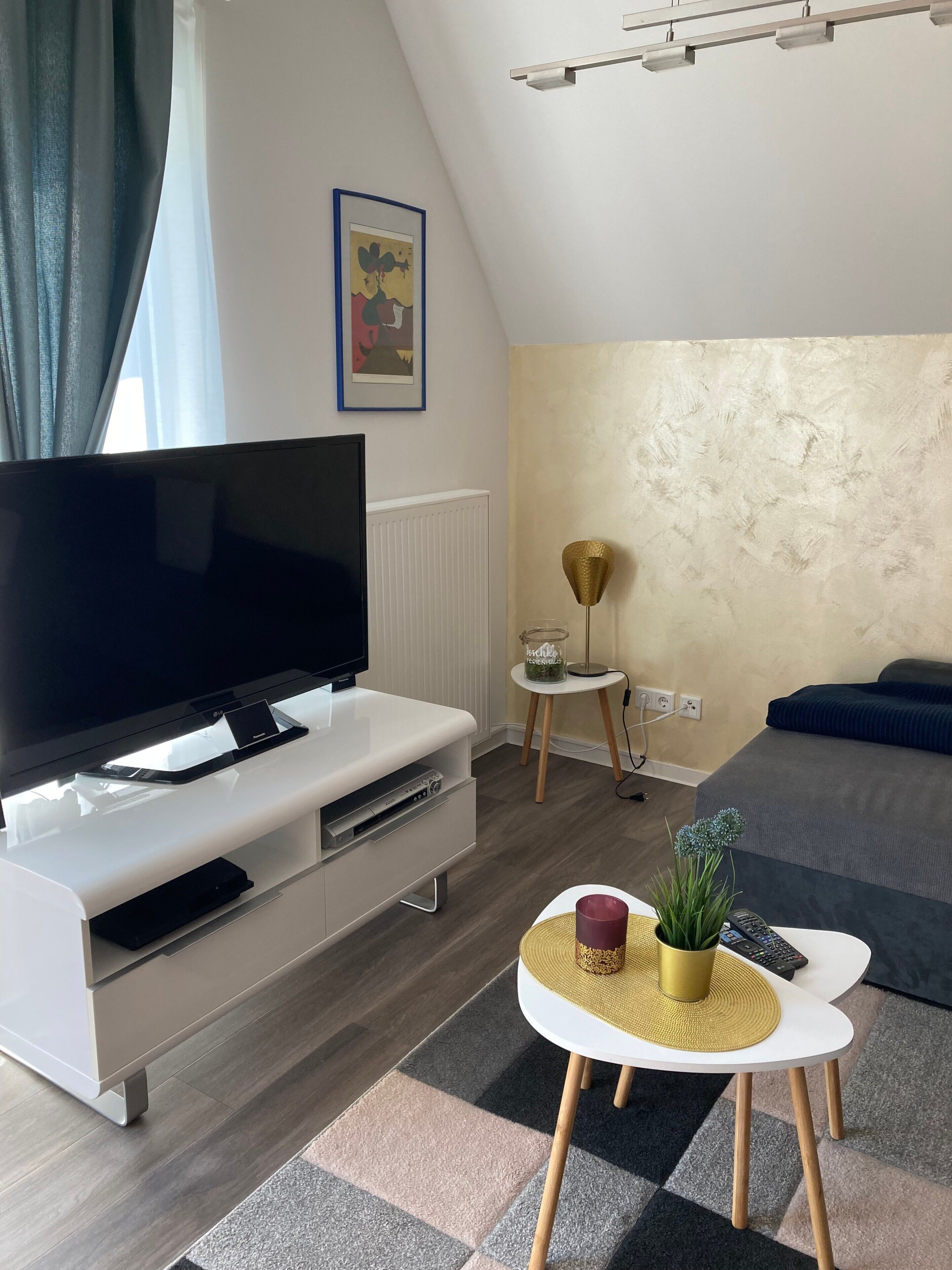 Fernseher, Videospiele, DVD-Player, Tischtennisplatte