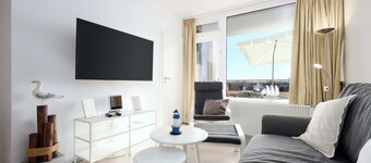 Modern vacation apartment with side sea view and balcony in Marina Wendtorf